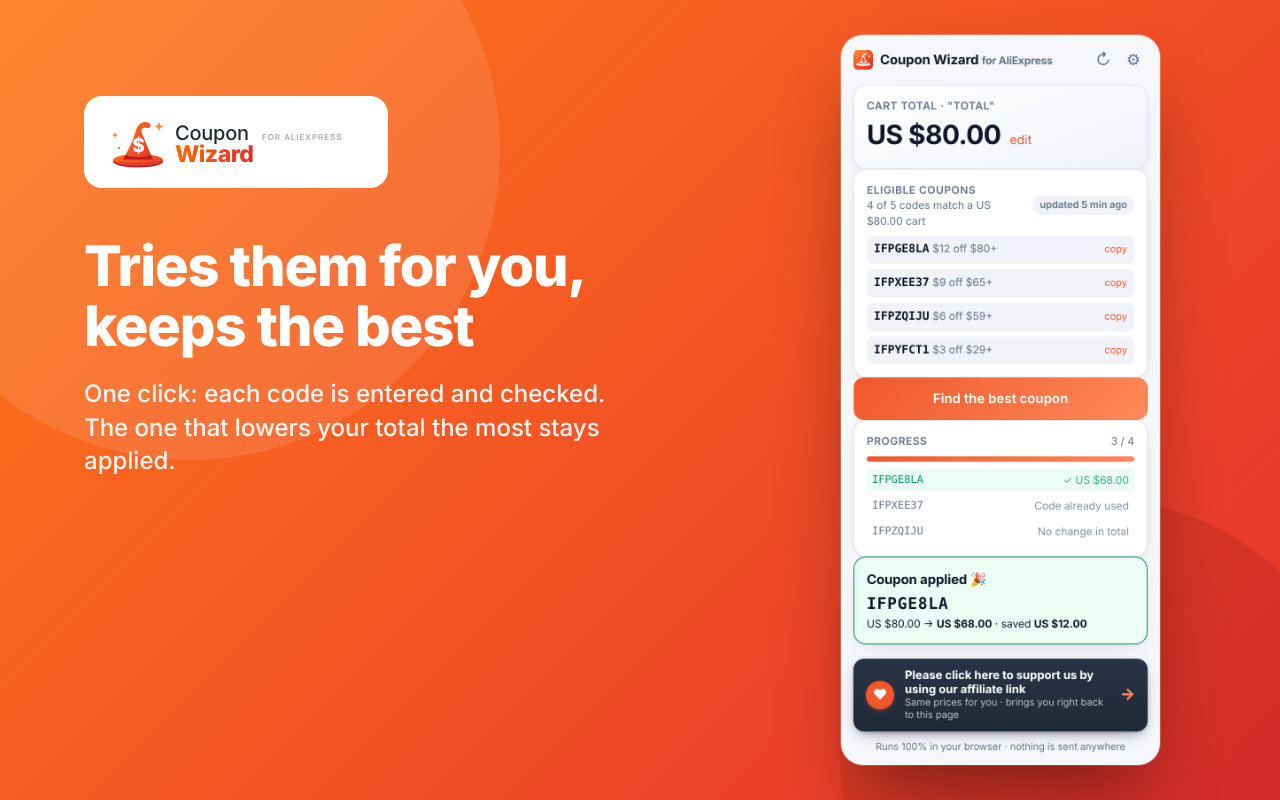 Coupon Wizard trying codes